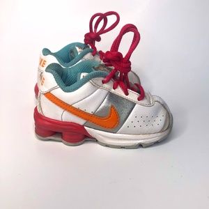 Nike‎ Shox infant shoes sz 4C white/orange/blue